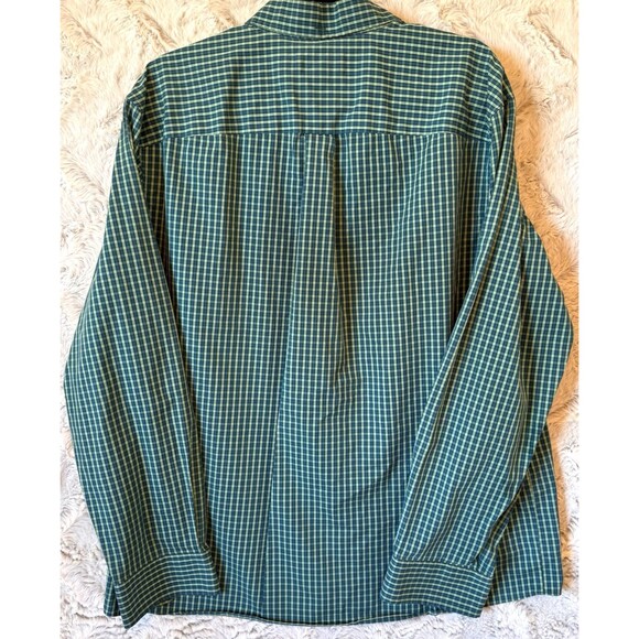 Duluth‎ Trading Shirt L Wrinkle Fighter Untucked Long Sleeve Button Green Plaid - Picture 4 of 11
